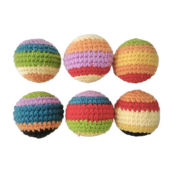 Handmade Knitted Footbag Sack, Outdoor Play Multicolored Crochet Bag Woven Kickball Toy, Colorful Juggling Balls for Kids, Adults,