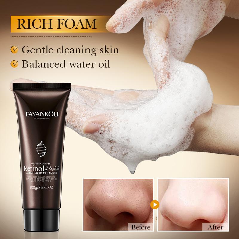 Retinol Peptide Amino Acid Repair Facial Cleanser Whitening Blackhead Removal Deep Clean Oil Control Facial Cleanser