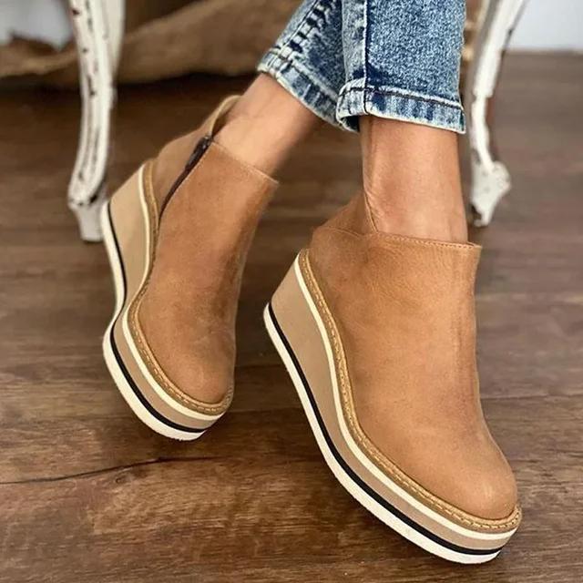 

Fashion Shoes for Women 2024 Fashion Boots Zip Women s Round Head High Heels Autumn Winter Cowboy Wedge Shoes Ladies 43