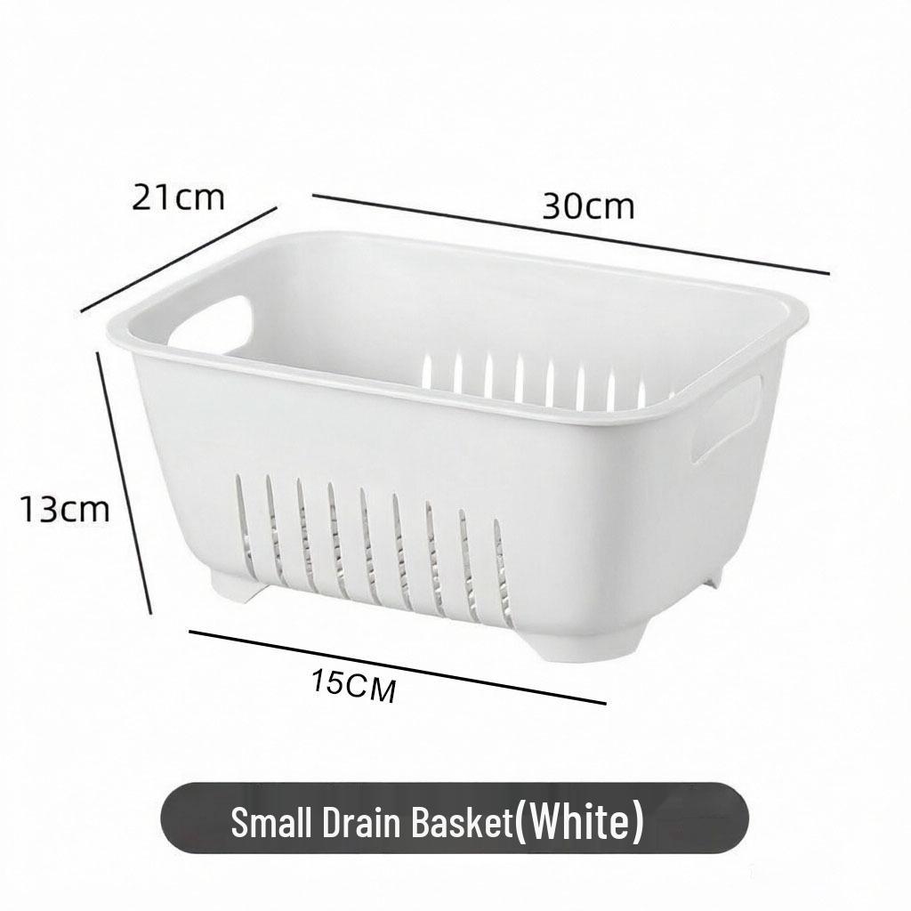 Dual-Layer Transparent Large-Capacity Fruit and Vegetable Drainer Basket for Kitchen and Living Room