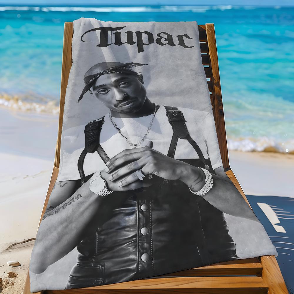 Rapper 2Pac T-Tupac S-Shakur-S Handdoek Sport Sneldrogend Reis Kampeeruitrusting Zandbestendig Zacht Licht Grote Strandhanddoek W40*H60(CM)