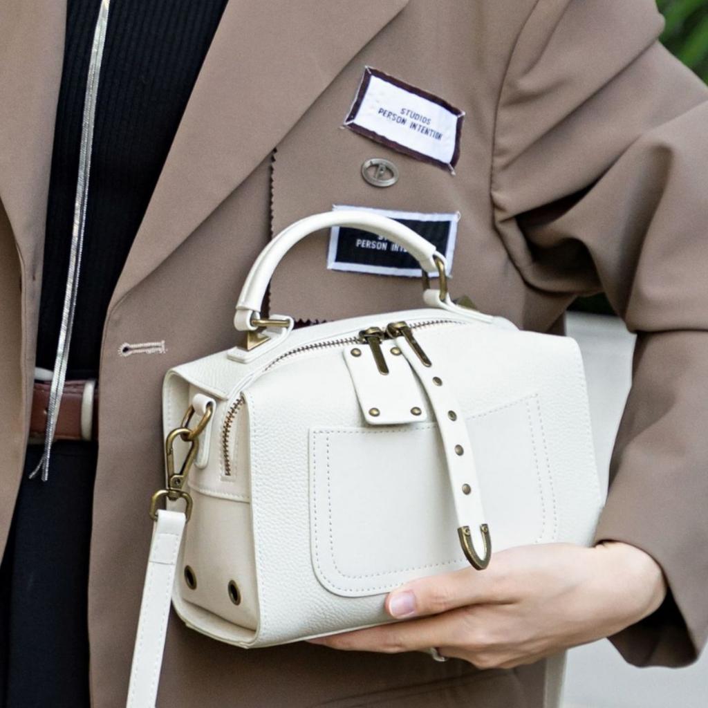 Cowhide Lady, One Shoulder Crossbody Simple Portable Fashion Bag, Girls Handbag Pillow Bag Large Capacity