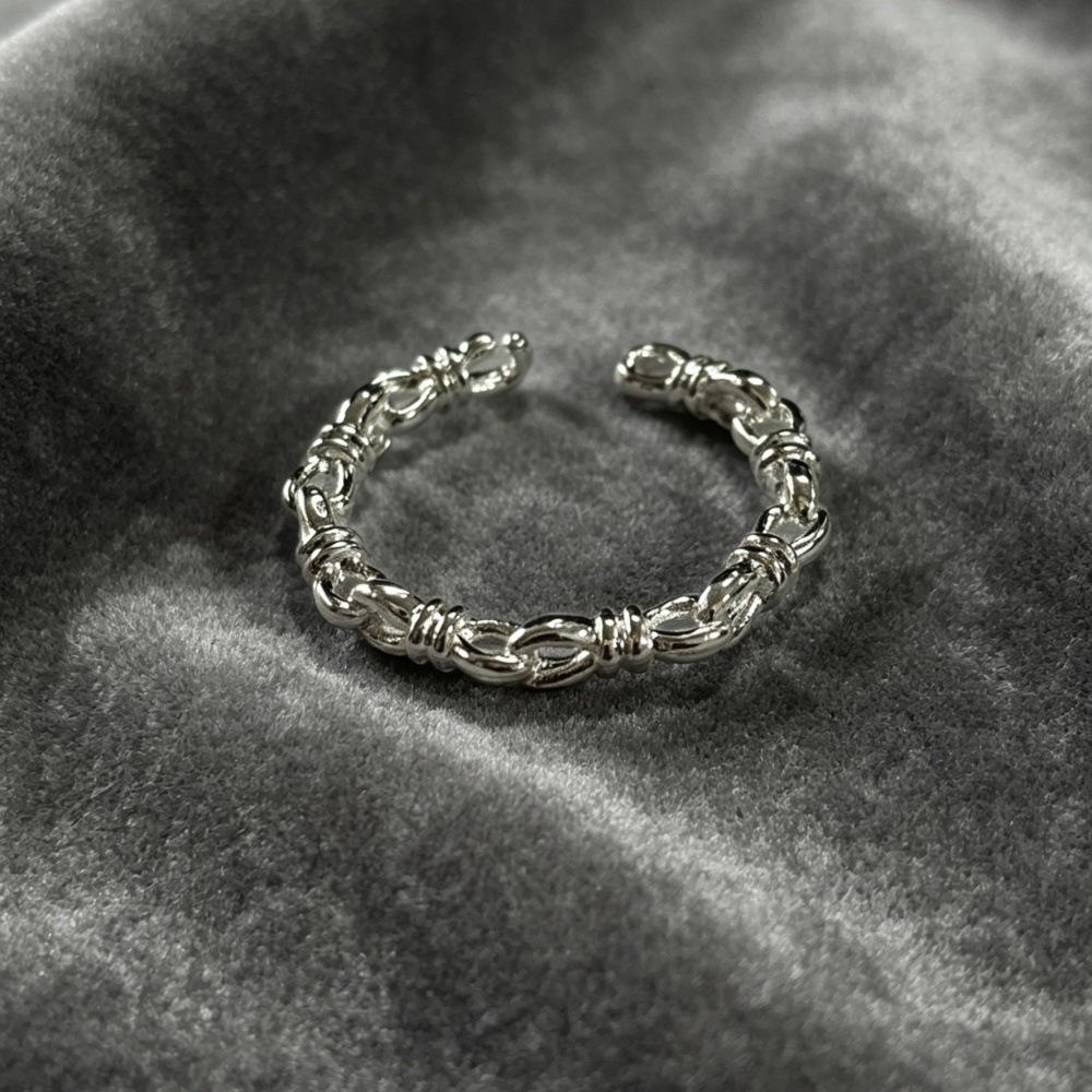 Irregular Mobius Wave Textured Open Ring - Light Luxury Style c
