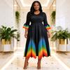 Miyake Plus Size Elegant Gradient Pleated Dress for Women - European & African Style