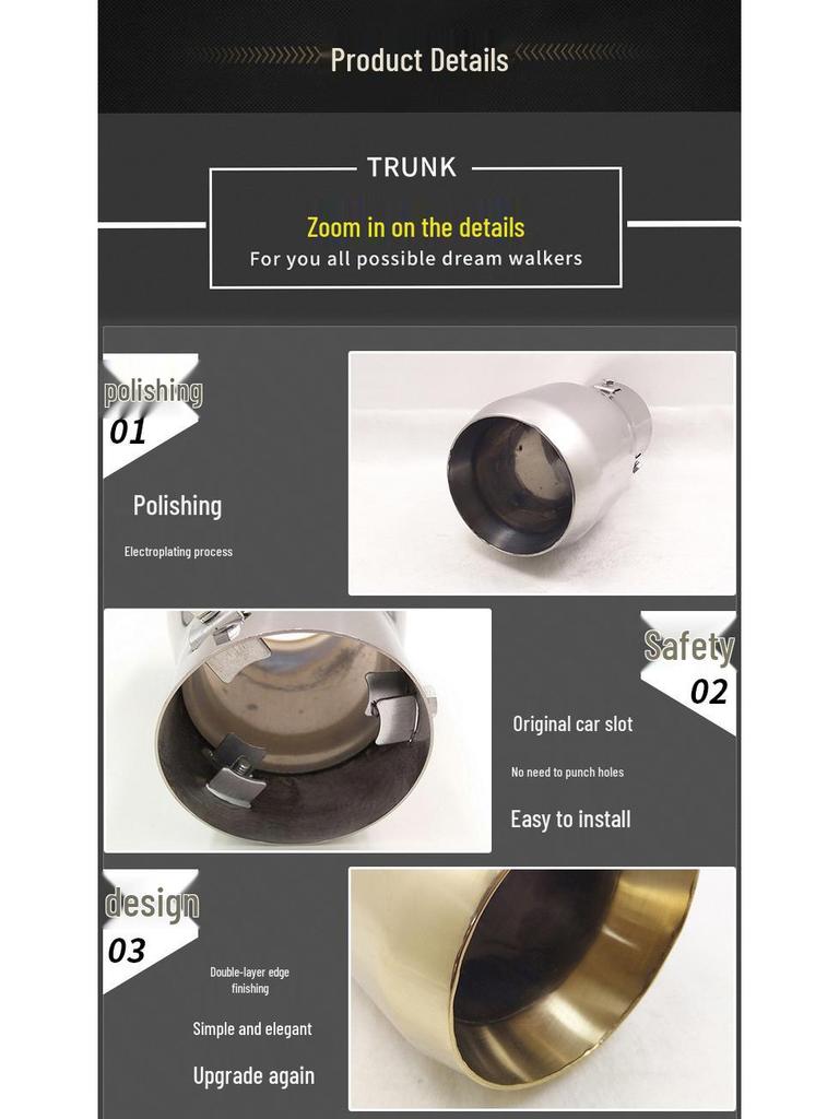 Compatible Tailpipe for Toyota Prado, CRV, Haval H6, Reiz, ASX, Journey, Vitara, and Pajero Sport