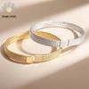 Bracciale Aperto in Acciaio Titanio High-End Europeo-Americano: Bracciale Intrecciato Semplice e alla Moda, Placcato Oro, Lusso Leggero