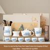 Mutton-Fat Jade White Porcelain Tea Set - Blue Peony Xishi Pot