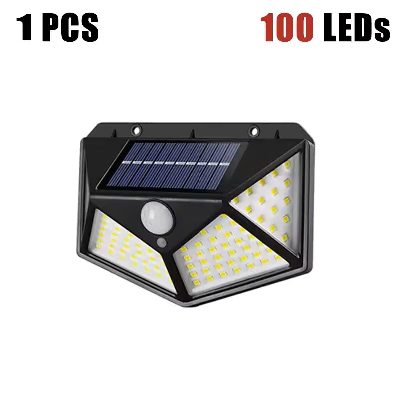 

4 PCS Solar 100 LED Motion Sensor Wall Light Outdoor Waterproof Security Torch Exterior Walls Courtyard Garages Terraces Garden