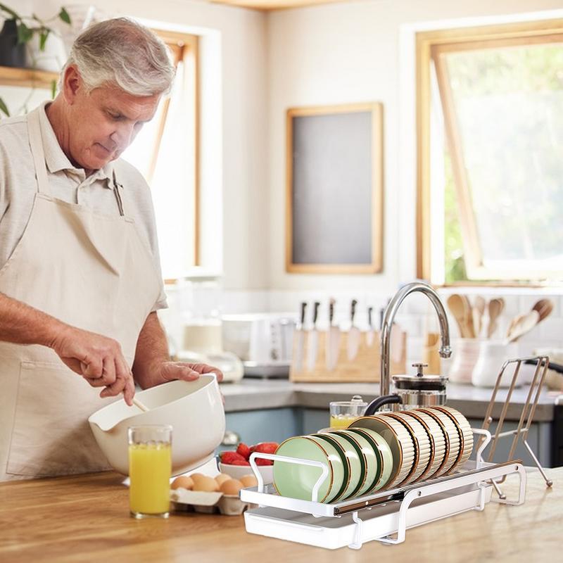 Kitchen Under Sink Bowl Dish Drainer Tableware Cabinets Organizer Sliding Dish Storage Drying Rack Household Accessories