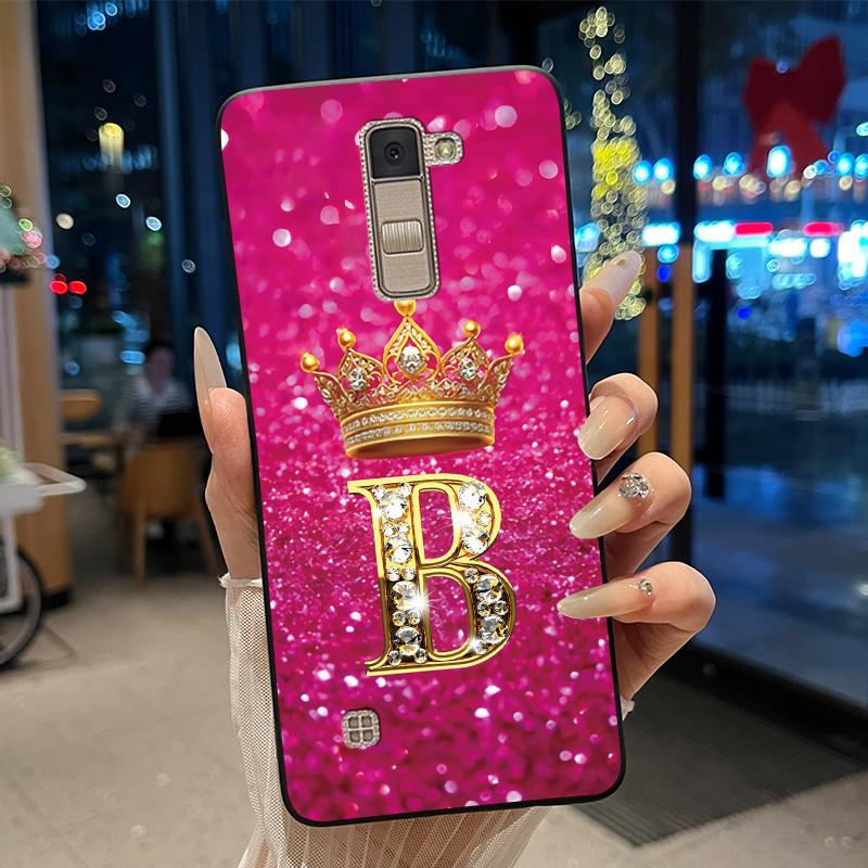 

Beautiful A To Z Letter Luxury Crown Phone Case For LG K10 2016 Soft Silicone Black Case Trendy A To Z Letter Casing LG K10 2016