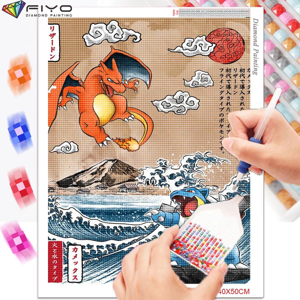 Japanese Anime Comic The Great Wave Diamond Painting Wall Art Decor Diamond Embroidery Mosaic Kids Room Decor Cuadros Posters