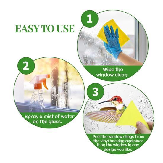 Indoor Window Sticker Bird Stickers, Anti-Collision Strike Prevention Decal, Static Cling Glass Film for Windows Doors, UV Reflective PVC Reusable