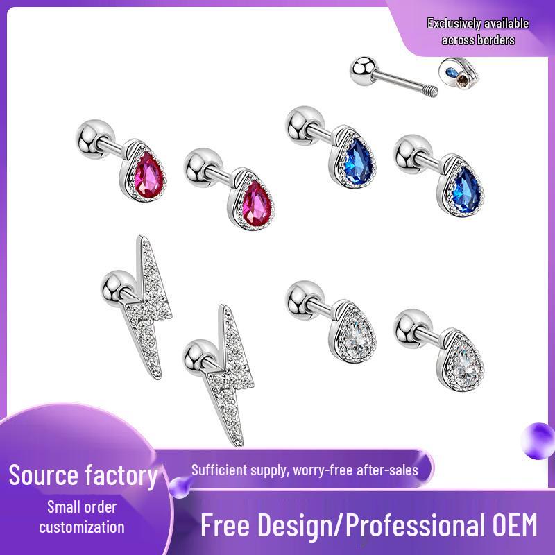 

European-American Style Rhinestone Lightning Stud Earrings