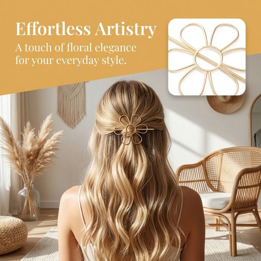 Metall-Haarstab Blütenform Haarschmuck Elegante Haarnadel Tägliche Anwendung