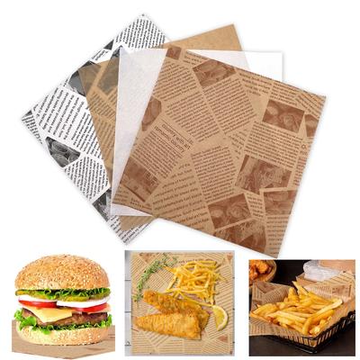 100pcs 15x15cm Oil-Proof Paper Food Wrapping Paper Baking Sandwich Burger Fries Fried Food Wrapping Paper Plate Mat Accessories