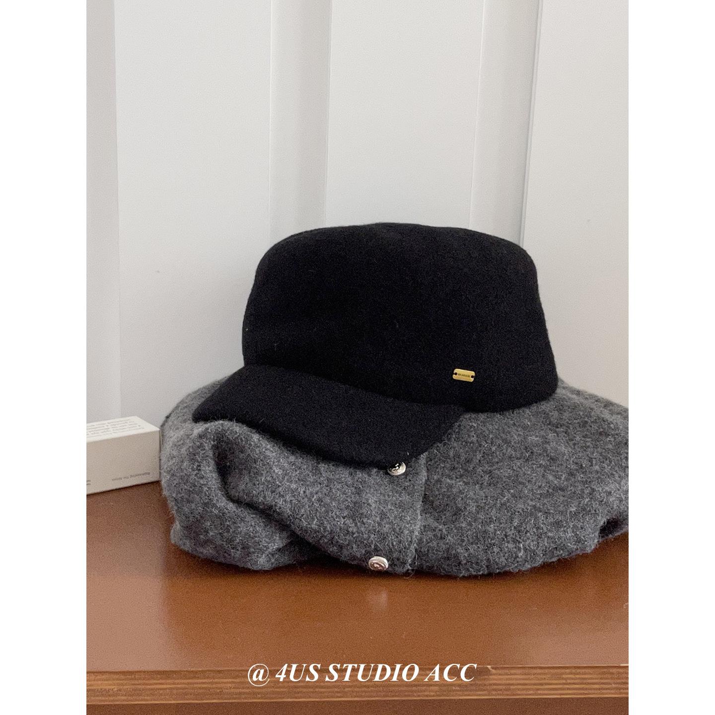 

Wool Equestrian Hat for Women in Autumn and Winter Retro British Style Flat Top Newsboy Hat Fashionable and Versatile Peaked Cap Knight Hat M（56-59cm）