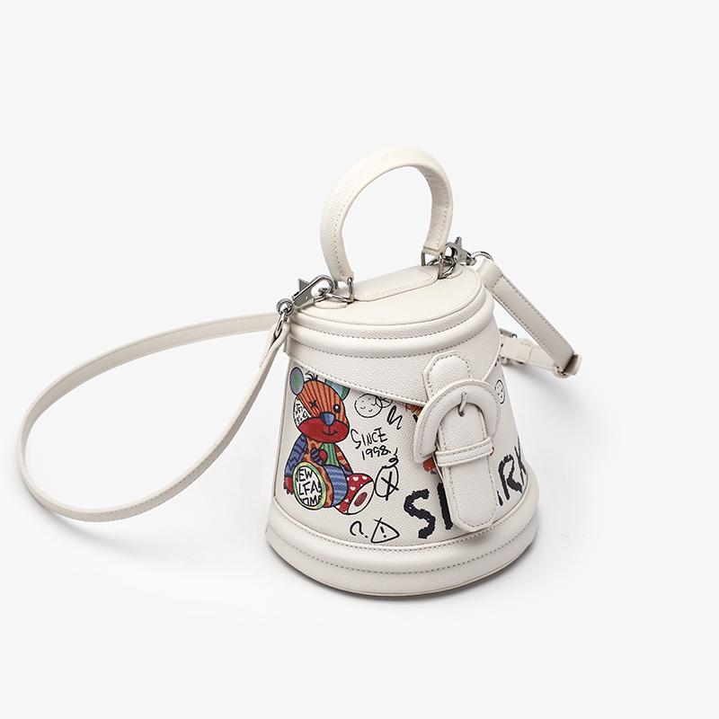 Graffiti Cartoon Crossbody Bag for Girls Feminine Bag Birthday Gift Funny White