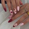 Le Fan Meijia French Almond Polka Dot & Star Rhinestone Faux Nails Set