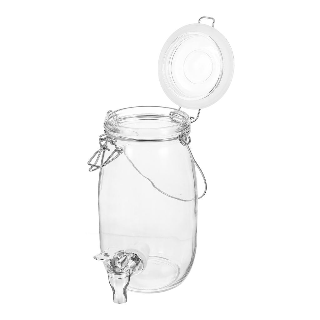 Saftdose, Küchengetränkefass, Glas-Trinkspender mit Wasserhahn, Wasserkocher, Wasserflasche, versiegeltes Getränk, ABS-Glasgeschirr