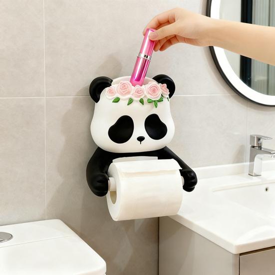 Yousheng Tissue Holder Panda Design Flexibly Fixed Napkin Rack with Non-Slip Surface Easy Installation Tissue Storage Rack Bathroom Accessories