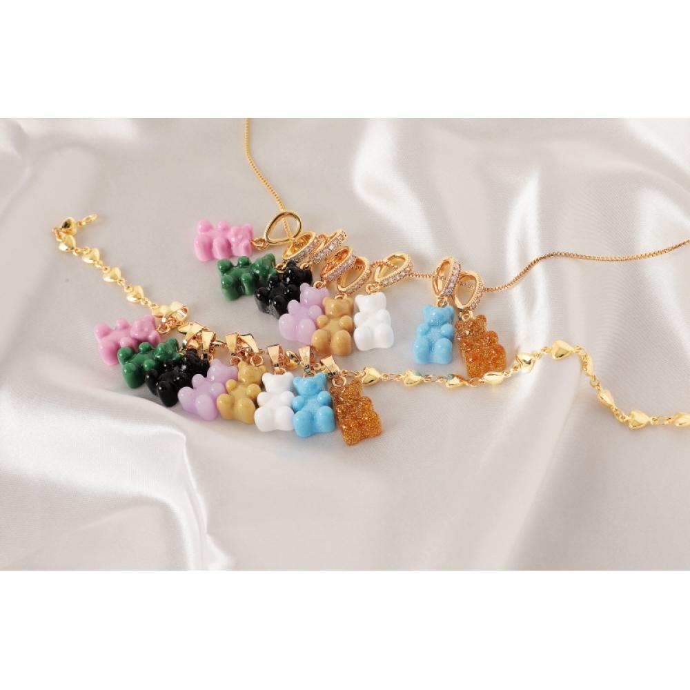         Nostalgia Bear Black Pave Connector Silver                        