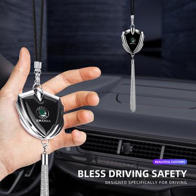 AAAAR1 Car Pendant Metal Badge Rearview Mirror Hanging Ornament Decoration For Rapid Octavia A5 S Kodiaq Fabia A7 Octavia VII