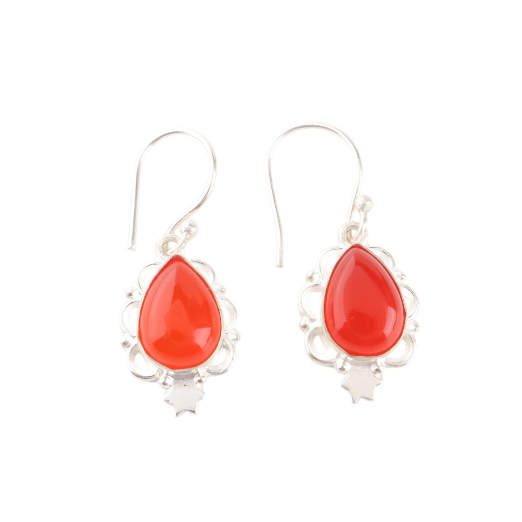 Carnelian Gemstone 925 Sterling Silver Handmade Jewelry Drop/Dangle Earrings EE-163-33