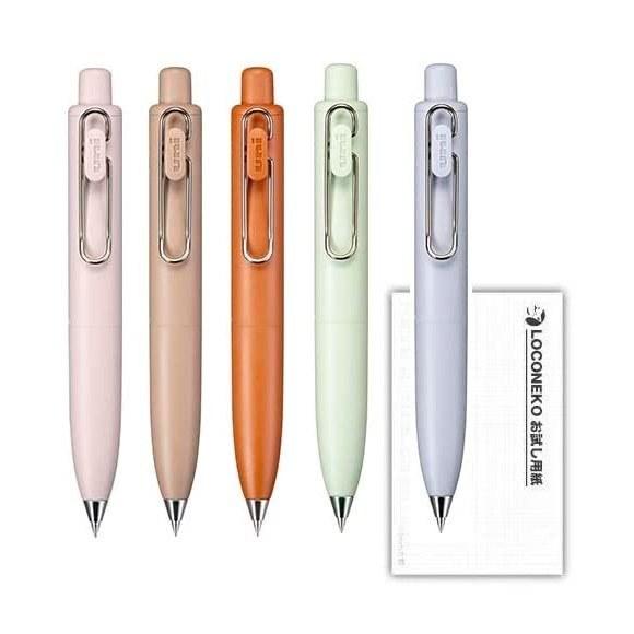 Mitsubishi Pencil Gel Ink Ballpoint Pen Uni-ball One P 0.38 Black UMNSP38 + Rokoneko PaperSet 5 Types