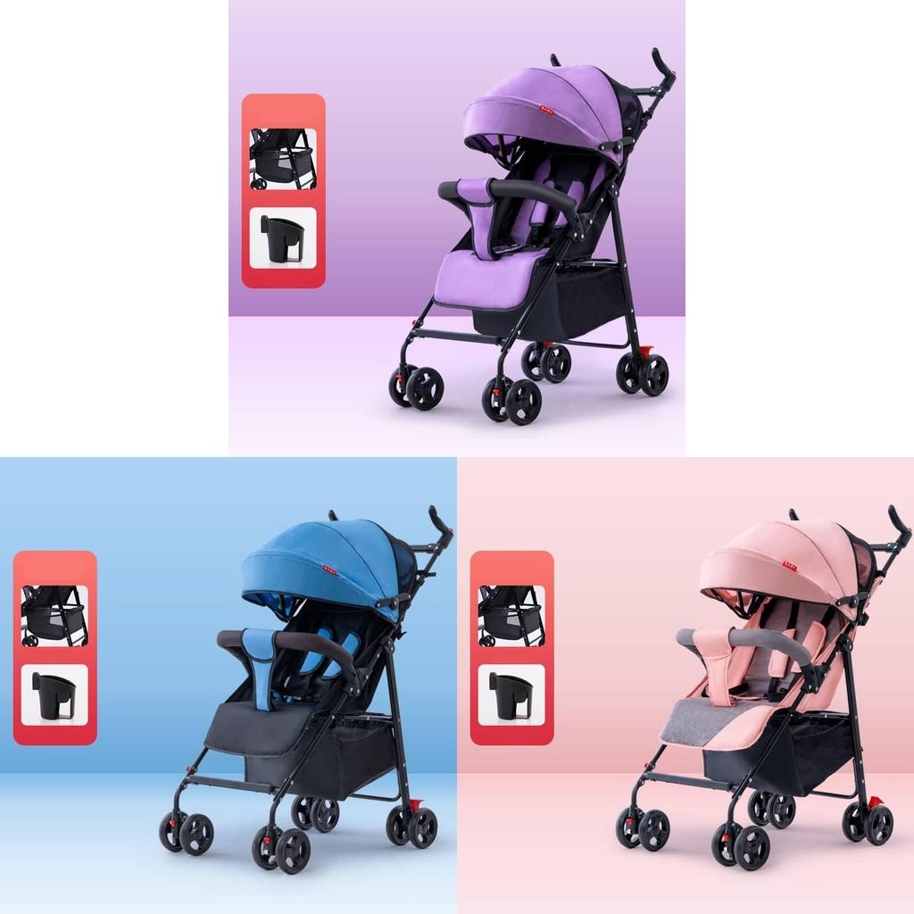 Four Wheeled Baby Stroller Lightweight Foldable Convertible Seat Multifunctional