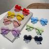 1/2 Pairs Heart Shaped Sunglasses with Rhinestones Women Fashion Rimless Rave Shades Trendy Original Design Sun Glasses