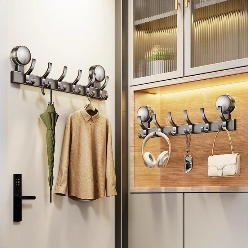 Hakenleiste aus Aluminiumlegierung, Wandmontage mit Doppel-Saugnapf zum Aufhängen, Bohrerfreie Saugnapf-Handtuchstange und Hutständer zum Aufhängen von Handtüchern, Mänteln, Hüten