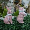 Easter Bunny Figurine Resin Rattan Woven Ornament Desk Decoration Festival for Children Day Birthday Wedding Gift Supply