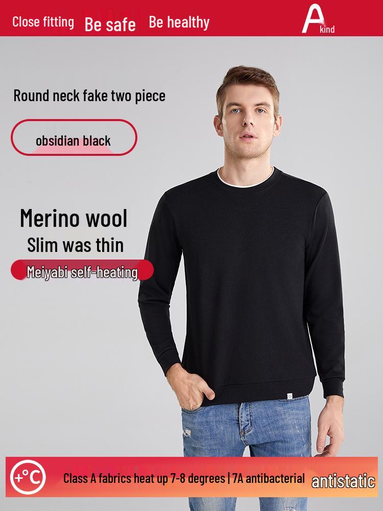 Anthem Men's Slim Fit Wool Mid-Neck Long Sleeve Warm Base Layer for Autumn/Winter