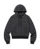 W Stripe Tag Crop Hoodie - Black/Charcoal