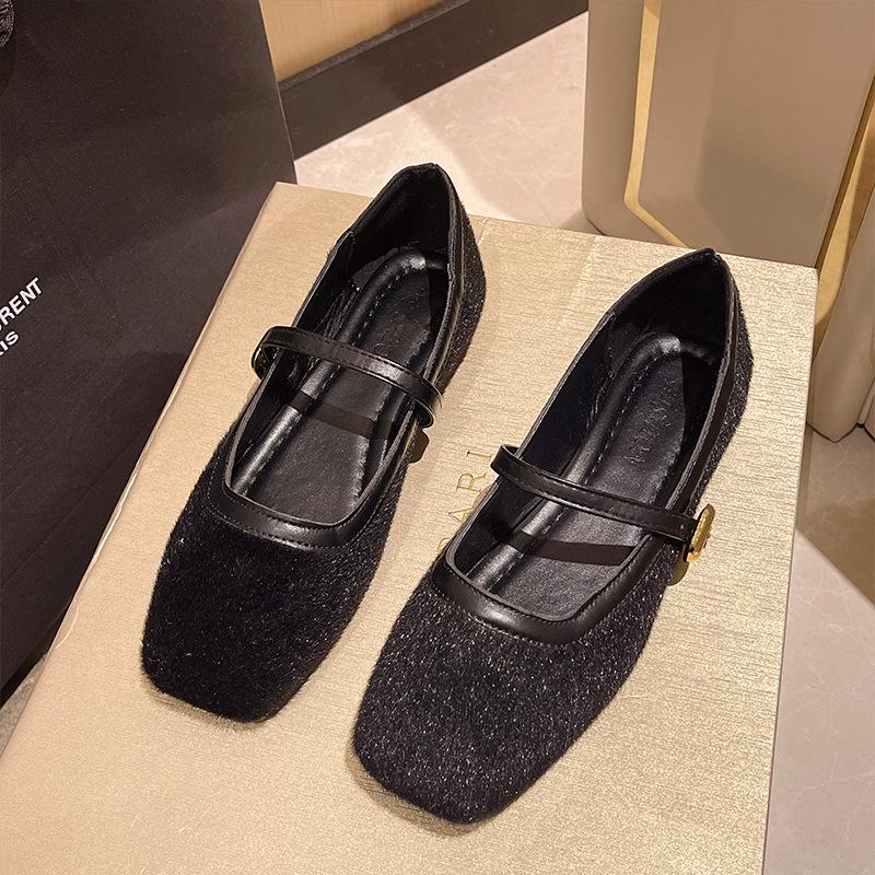 Spring 2025 Women's Flat Suede Mary Jane Moccasins with Soft Sole