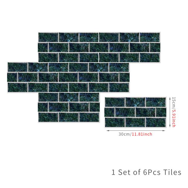 6Pcs 15X30cm DIY 3D Marble Mosaic Wall Stickers Imitation Brick Bedroom Decoration Waterproof Self Adhesive Tile Wallpaper Kitchen Cupboard Decor