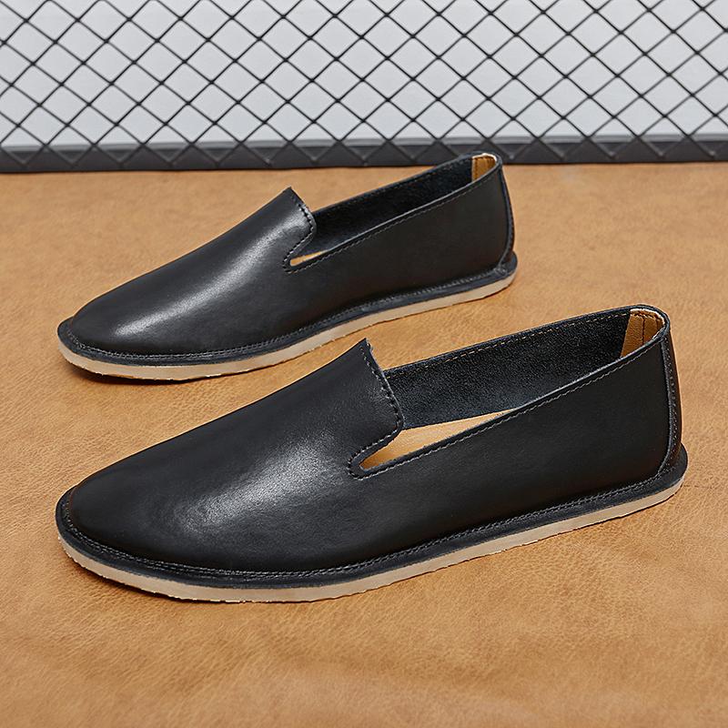 Mode Handgefertigte Leder Slipper Lässige Weiche Herren Loafer Einfache Bequeme Mokassins Atmungsaktive Herren Bootsschuhe Mode Business Flats