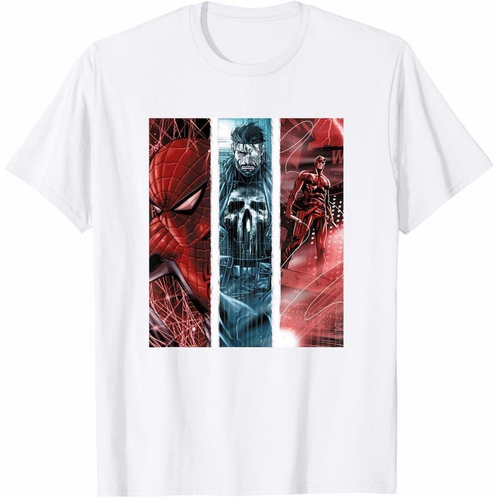 Superhero Team Marvel TShirt Casual Daily Unisex Short Sleeve Solid Cotton Relaxed Fit Crew Neck Trendy Top for Couples