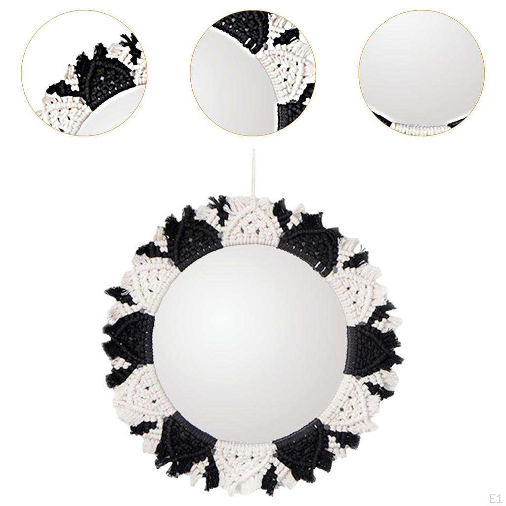 Lustro Ścienne Makrama Boho Rustykalny Wystrój Przedpokoju Ornament Apartament Mała Dekoracja Akademik