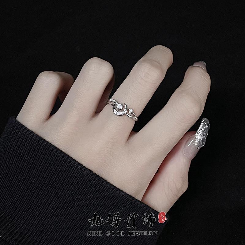 Diamond Zir*****Pening Simple Niche Design Cold Wind Light Luxury High Sense Ring Women
