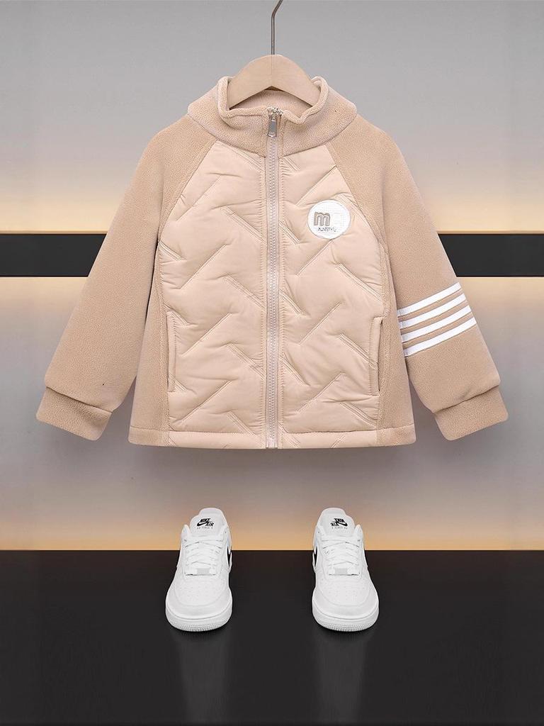 Children's Autumn/Winter School Uniform: Padded Jacket with Velvet Top for Boys & Girls - Warm Cotton Clothing for Medium & Older Kids.