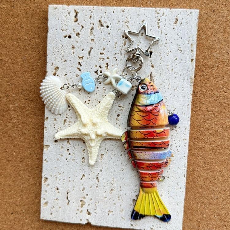 Fun Fish Inspired Keychain Trendy Resin Jewelry Accent Sturdy Finish Great For Personalizing Belongings Thoughtful Gift