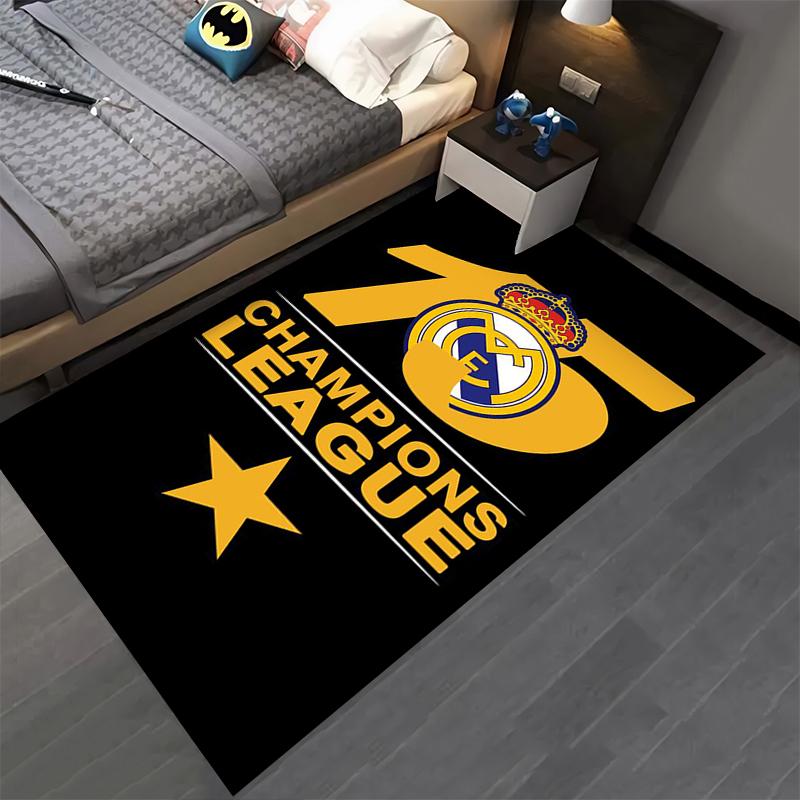 "Tappeto Nero con Logo Champions League e Design a Stelle" Adatto per l'uso come antiscivolo per soggiorno, camera da letto, divani