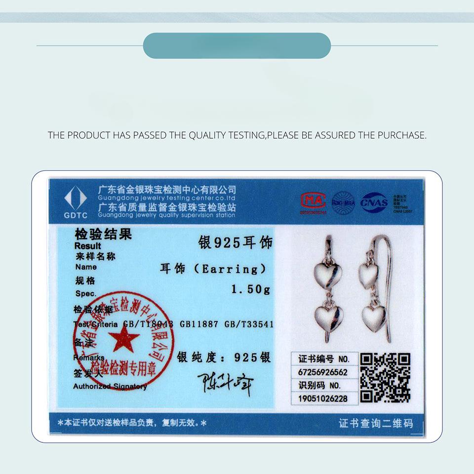 Simple Love Fringed Ear Hook Smart Premium S925 Sterling Silver Heart Earrings Earrings