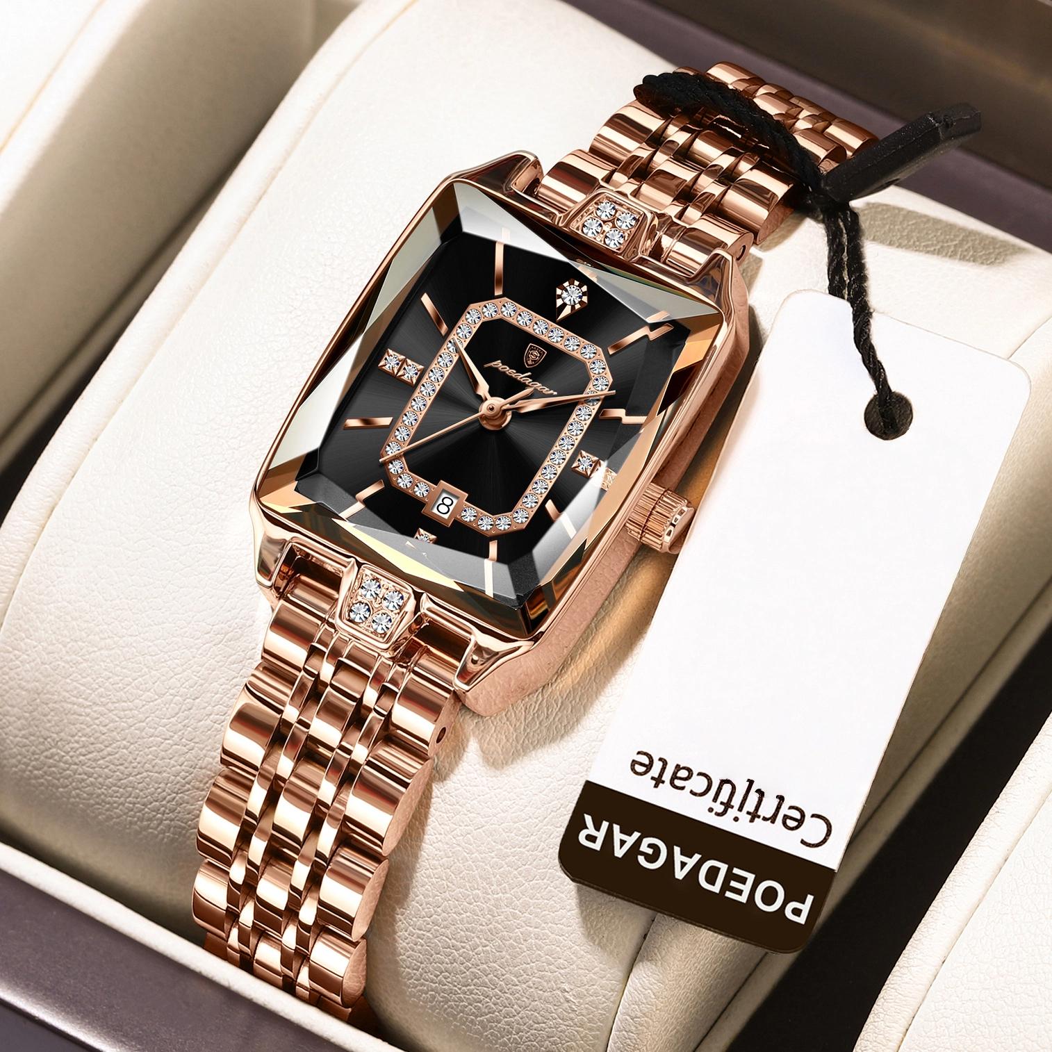 

Роскошные женские часы Водонепроницаемые Календарь Высокое качество Женские часы Нержавеющая сталь Кварцевые Женские часы Элегантные