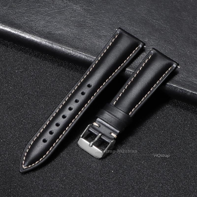 Calfskin Leather Watchband Quick Release Watch Band Wrist Strap with Silver Stainless Steel Buckle 18mm 19mm 20mm 21mm 22mm Belt