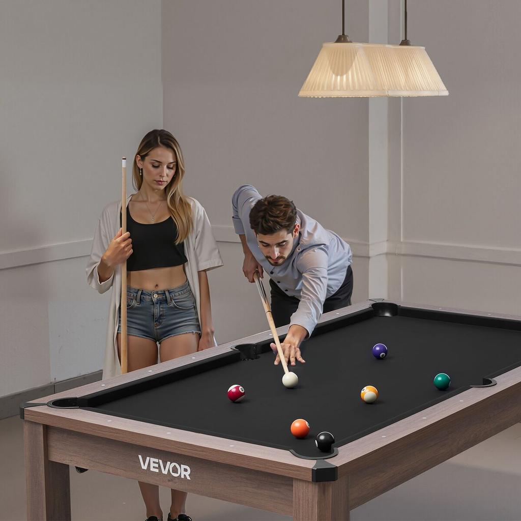 214cm Pool Table Combo Set, 3-in-1 Multi Game Billiards Tables with Dining Top and Ping Pong, 2 Benches for Storage and Accessory, Includes Ball Cue