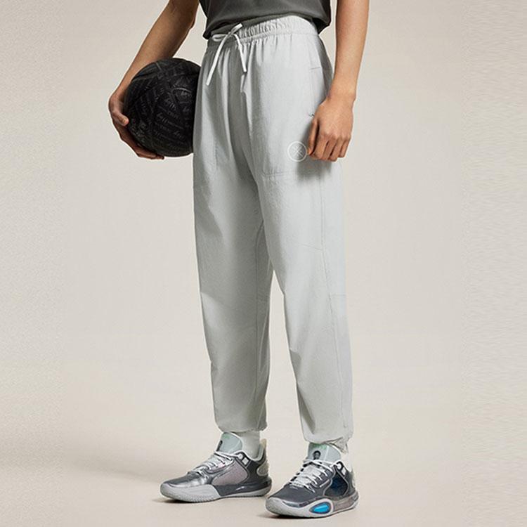 Li-Ning Wade Series Solid Color Mid-Rise Drawstring Comfortable Versatile Breathable Straight Leg Casual Pants Men Bottoms AYKU133-4