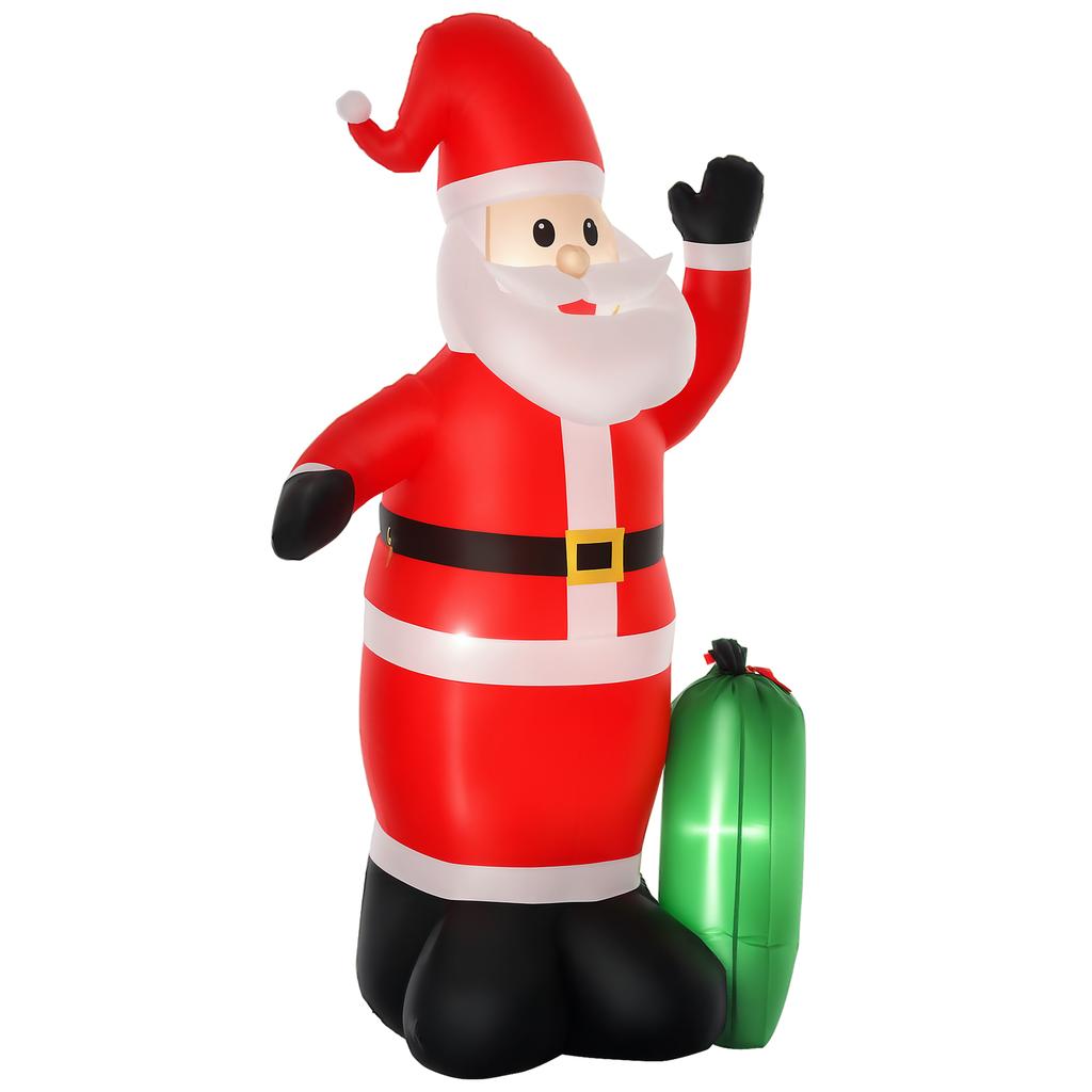 Inflatable Santa Claus with Gift Sack, Santa Claus Inflatable with Lights and Inflator 148x85x240 cm Multicolor