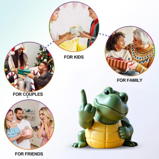 Middle Finger Turtle Figurine Resin Cartoon Turtle Statue Desk Buddy Hand-Painted Turtle